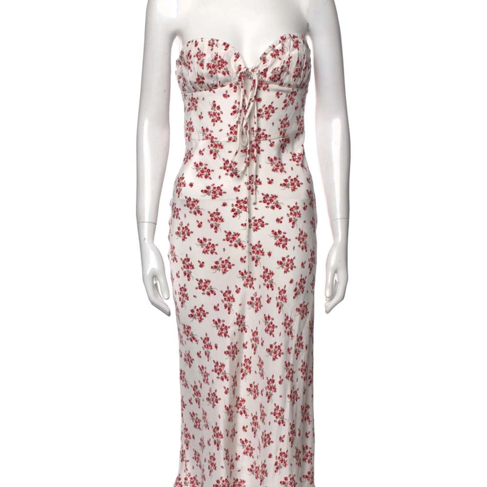 Réalisation Par Women's White and Red Floral Silk Midi Dress